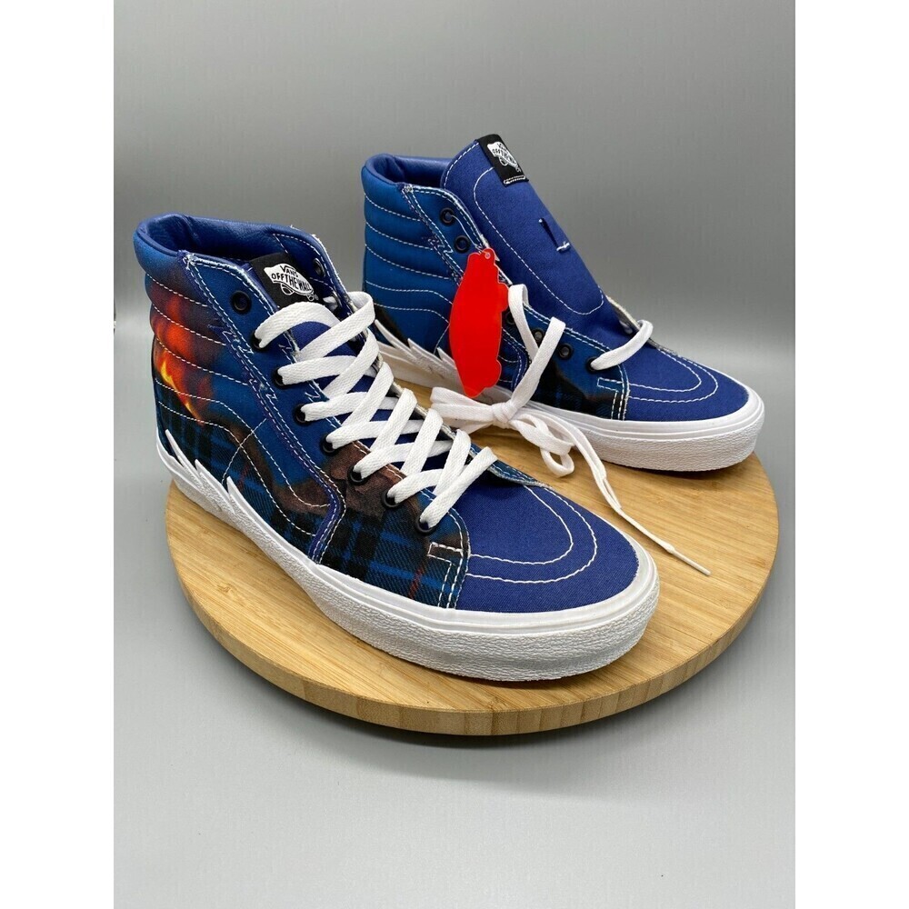 Vans Shoes Mens 9 Womens 10.5 Blue Sk8-Hi Bolt Fire Sneakers High Top Hiking - Picture 2 of 12